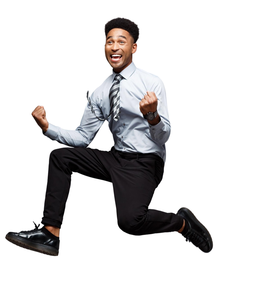 Homme sautant de joie